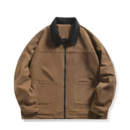 Herre Corduroy Jakke med Farveblok 0