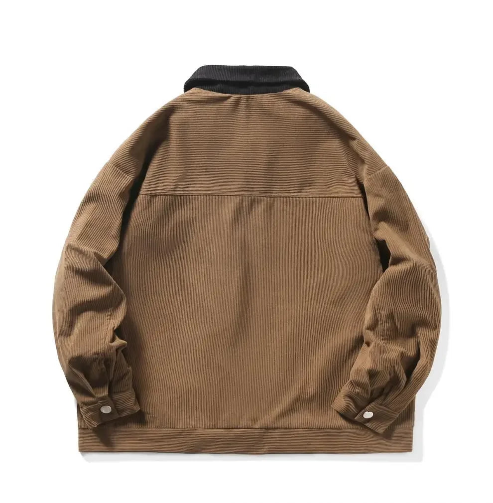Herre Corduroy Jakke med Farveblok 1