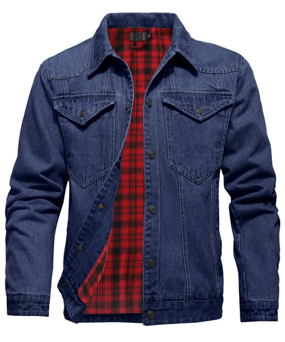 Herre Denim Jakke Flannel Foring 3