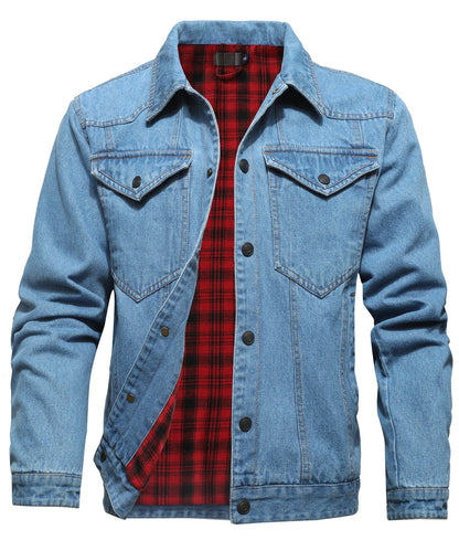Herre Denim Jakke Flannel Foring 4
