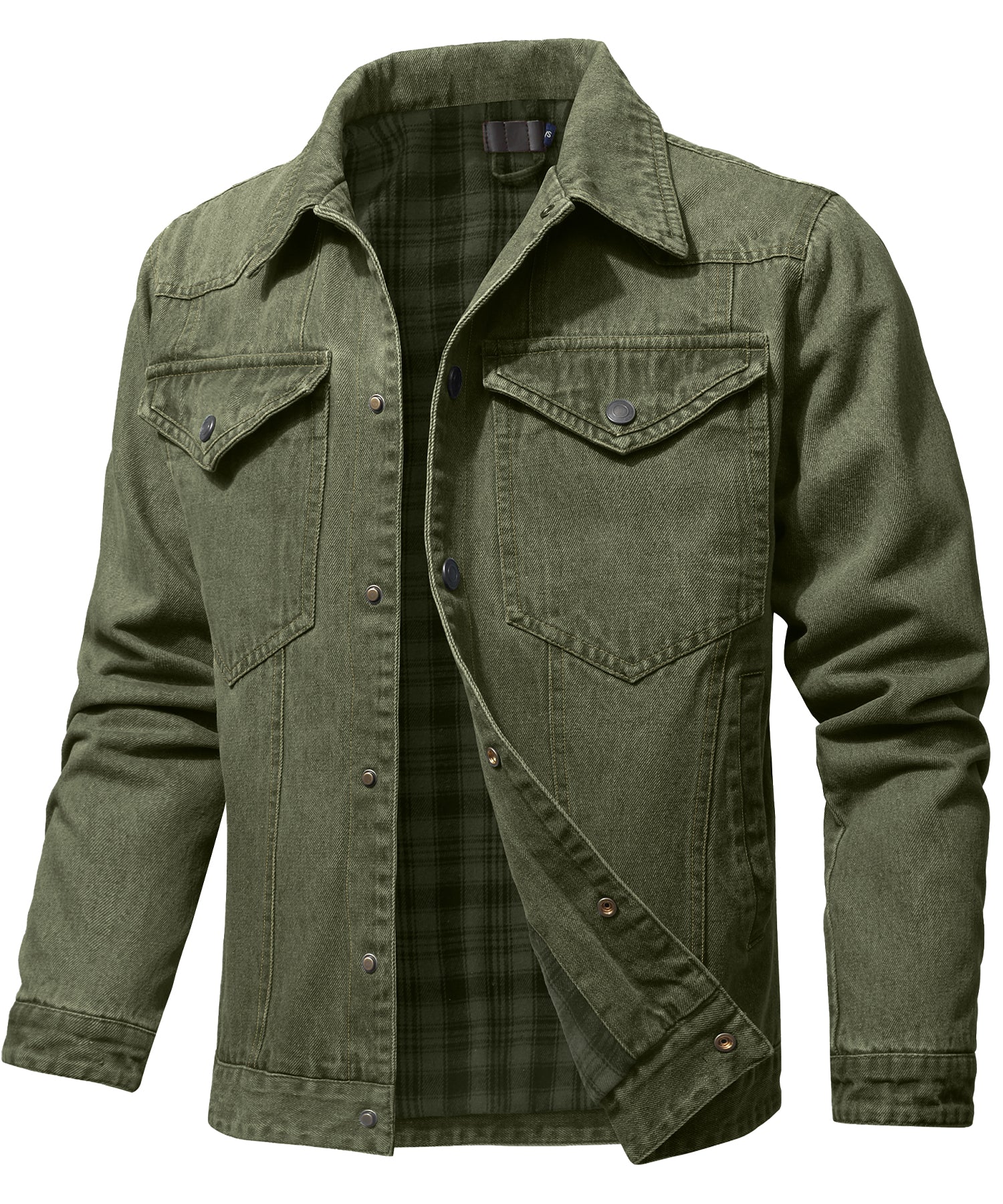 Herre Denim Jakke Flannel Foring 7