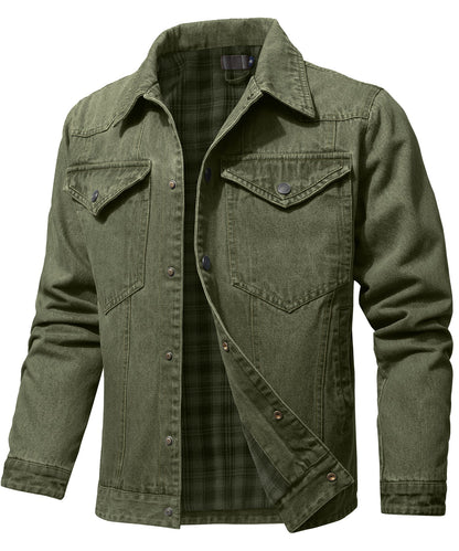 Herre Denim Jakke Flannel Foring 7