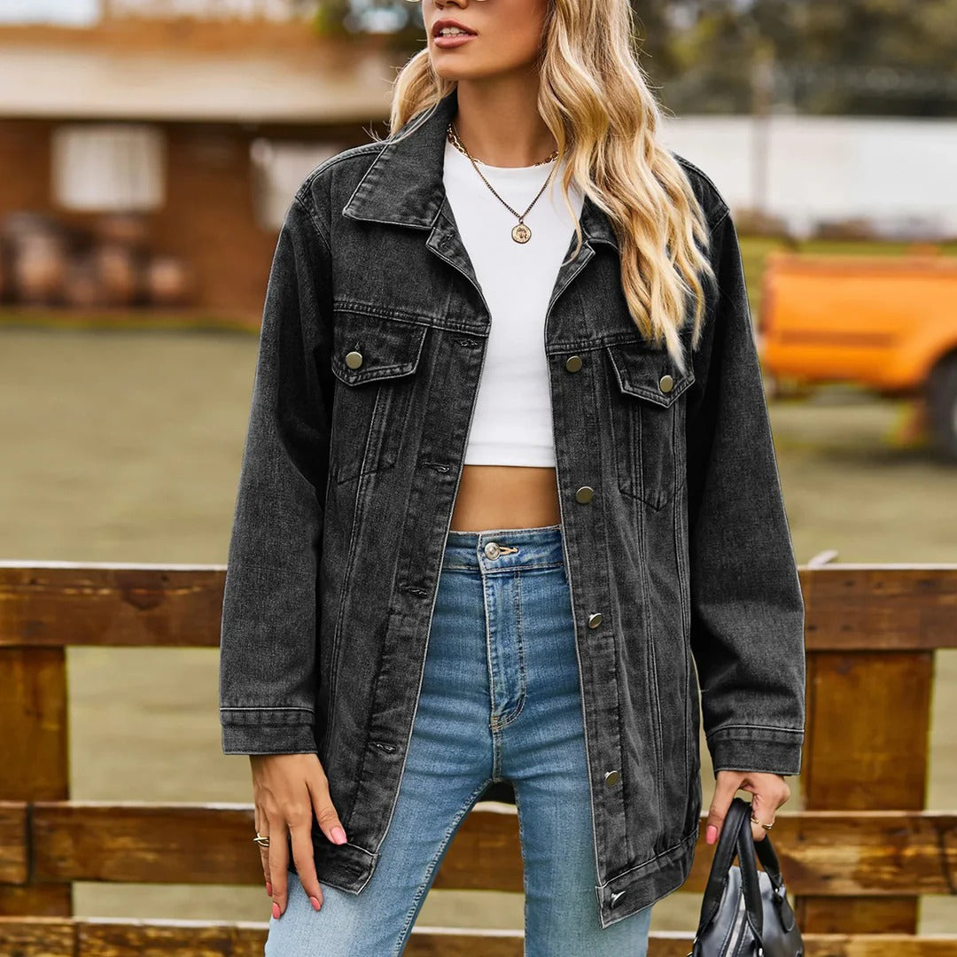 Herre Denim Jakke Klassisk Mid-Length Blødt Denim 1