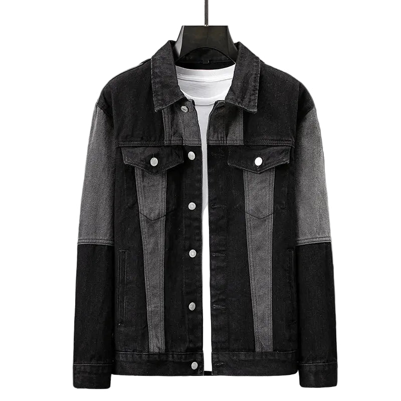 Herre Denim Jakke med Split-Panel Design 0
