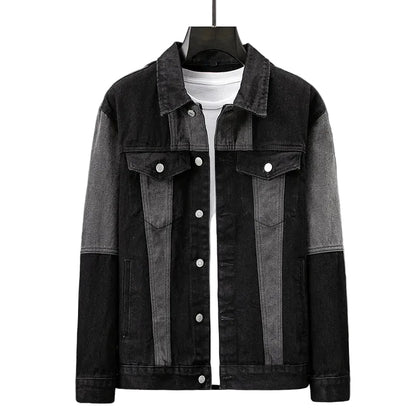 Herre Denim Jakke med Split-Panel Design 0