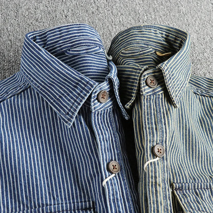 Herre Denim Skjorte Vintage Stil 4