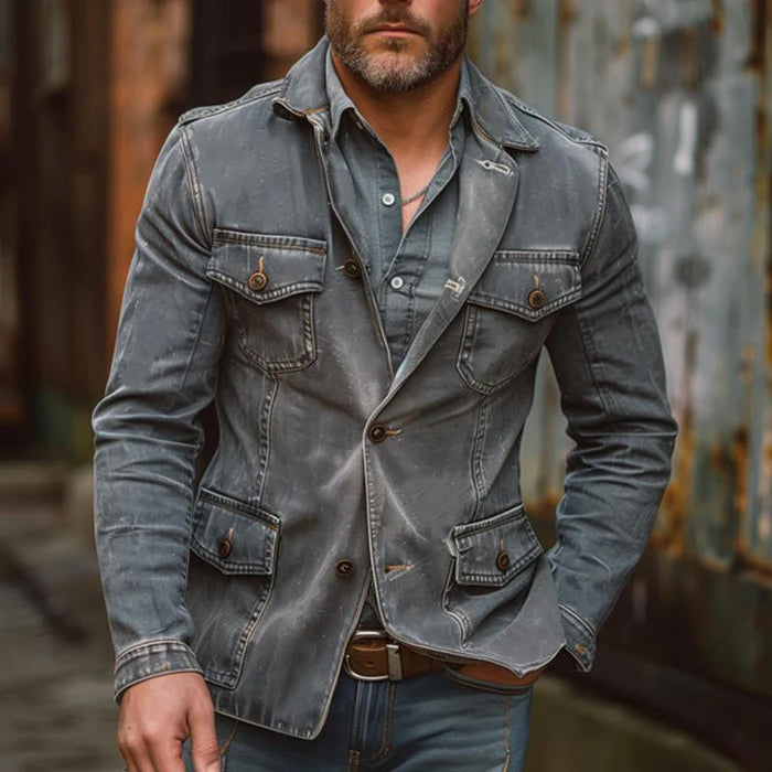 Herre Denimjakke med Vintage Finish 1