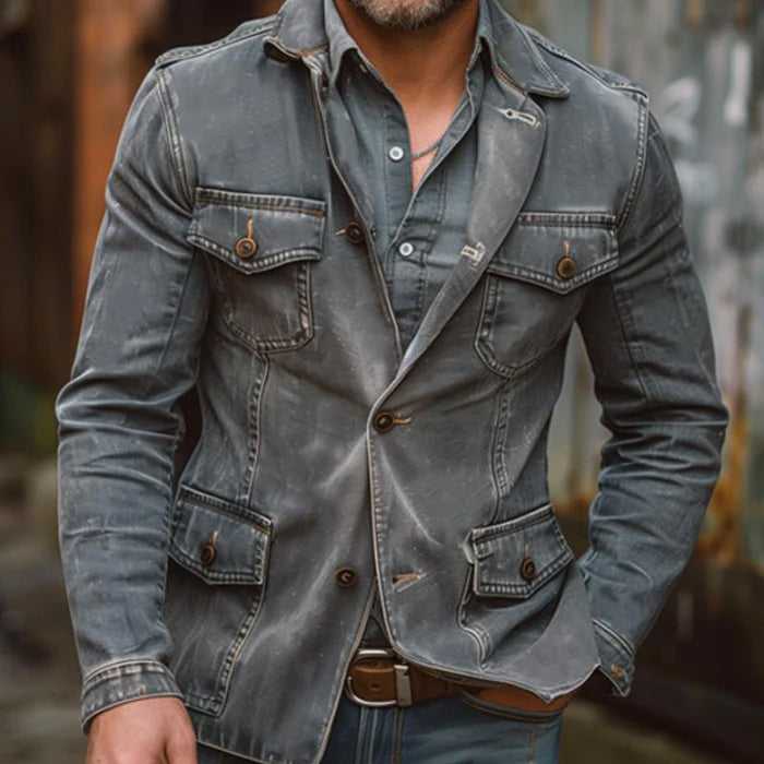 Herre Denimjakke med Vintage Finish 2