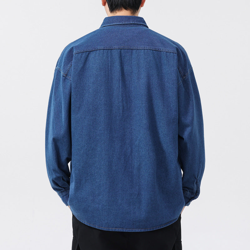 Herre Denimskjorte Overdimensioneret Stil 2