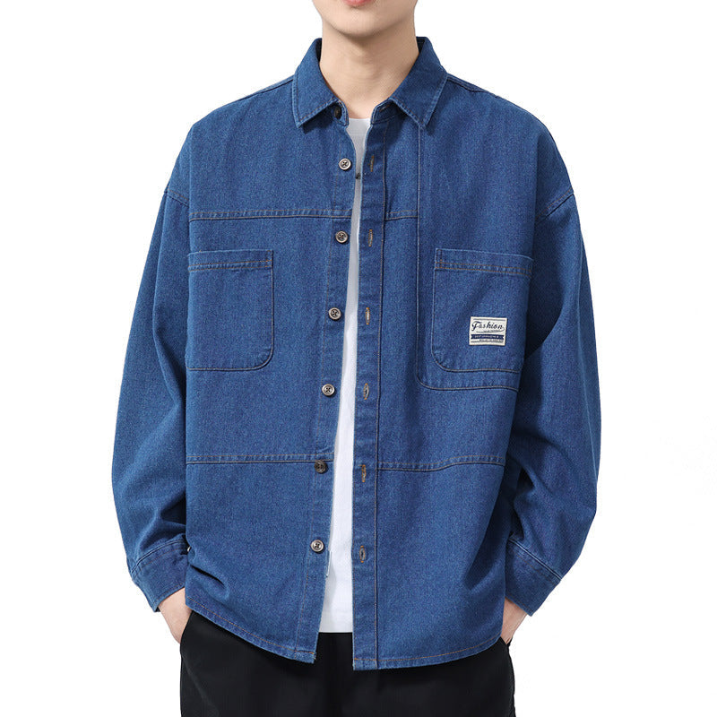 Herre Denimskjorte Overdimensioneret Stil 3