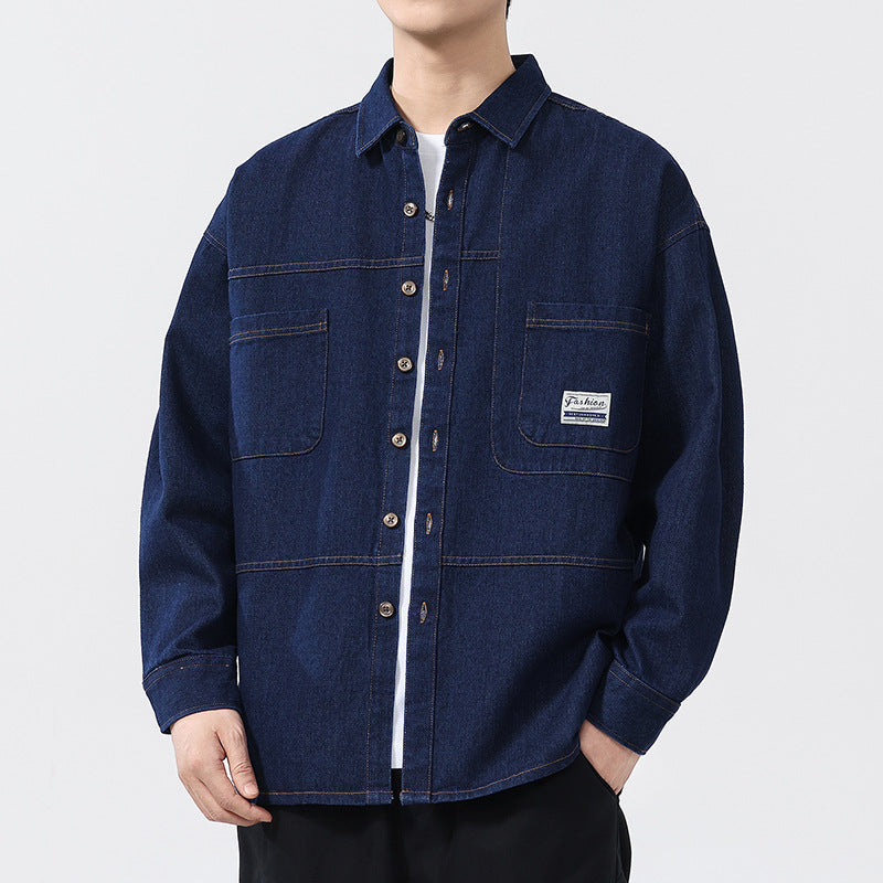 Herre Denimskjorte Overdimensioneret Stil 4
