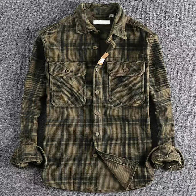 Herre Flannelskjorte med Klassisk Plaid Design 1