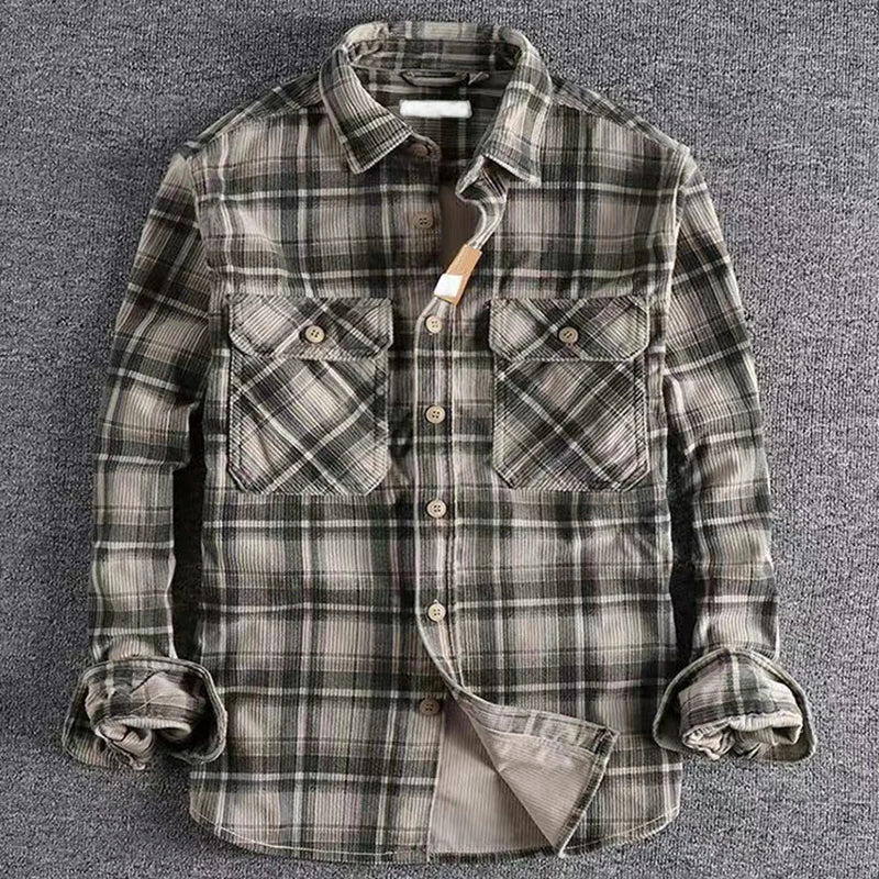 Herre Flannelskjorte med Klassisk Plaid Design 2