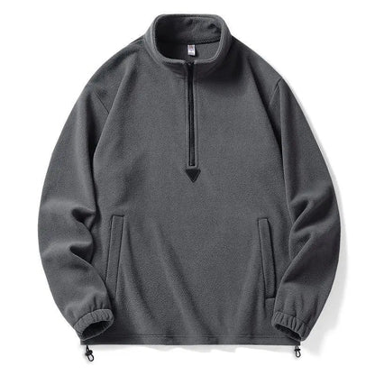 Herre Fleece Sweater med Kvart Lynlås 0