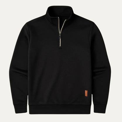 Herre Fleecetrøje med Halv Lynlås og Struktureret Design 4