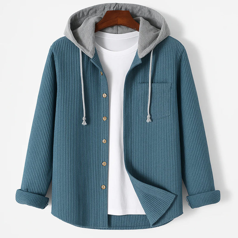 Herre Hætte Overshirt i Fløjl 0