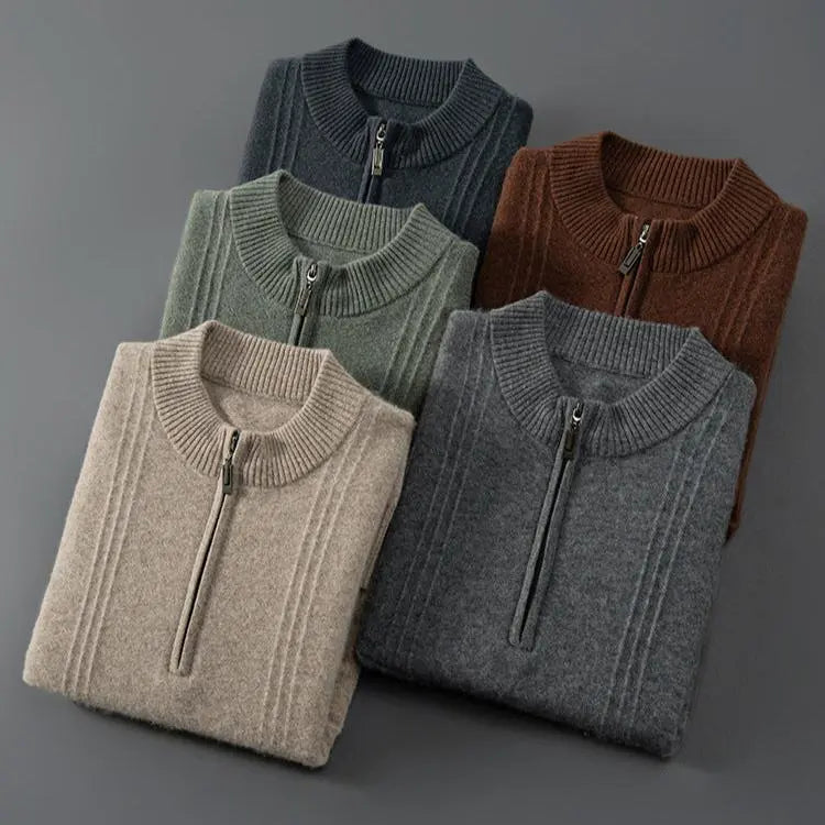 Herre Halv Lynlås Cardigan Casual 1