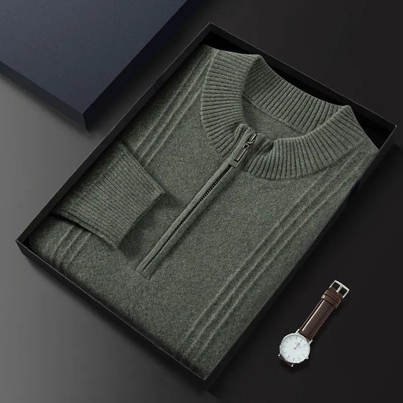 Herre Halv Lynlås Cardigan Casual 3