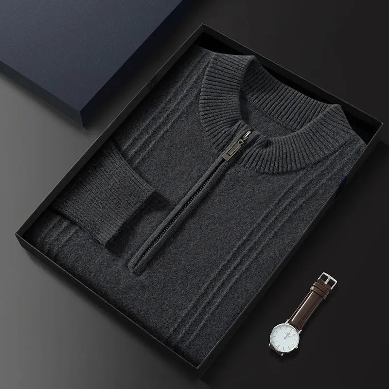 Herre Halv Lynlås Cardigan Casual 4