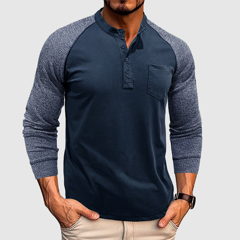 Herre Henley Skjorte i Dual Tone Stil 1