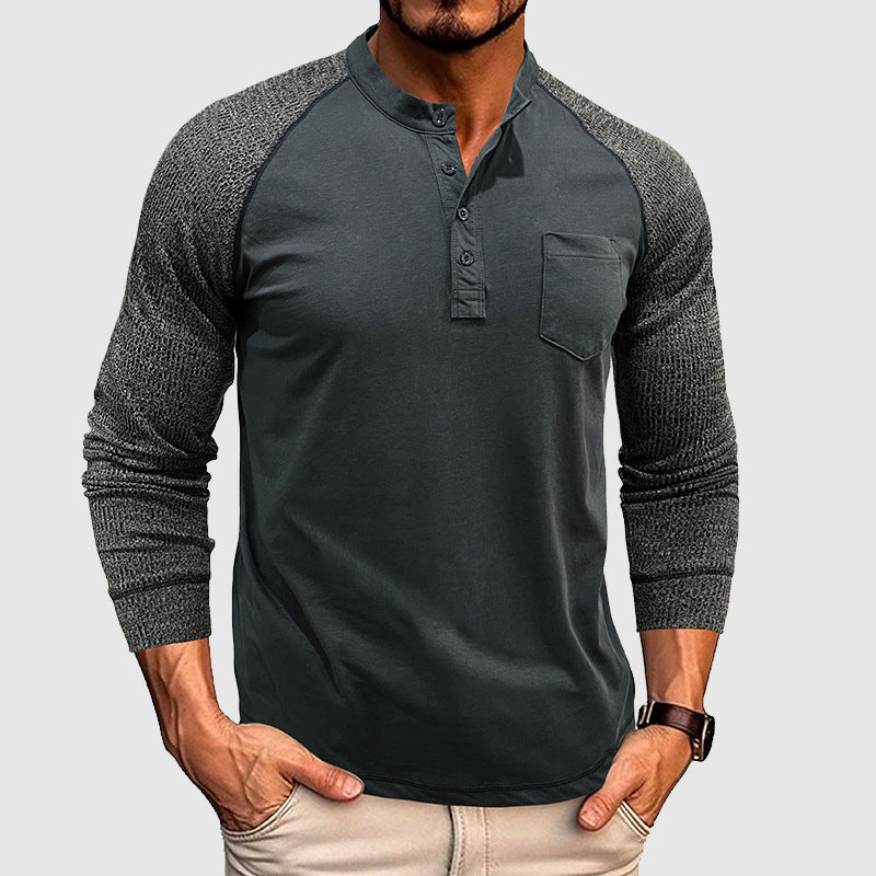 Herre Henley Skjorte i Dual Tone Stil 2