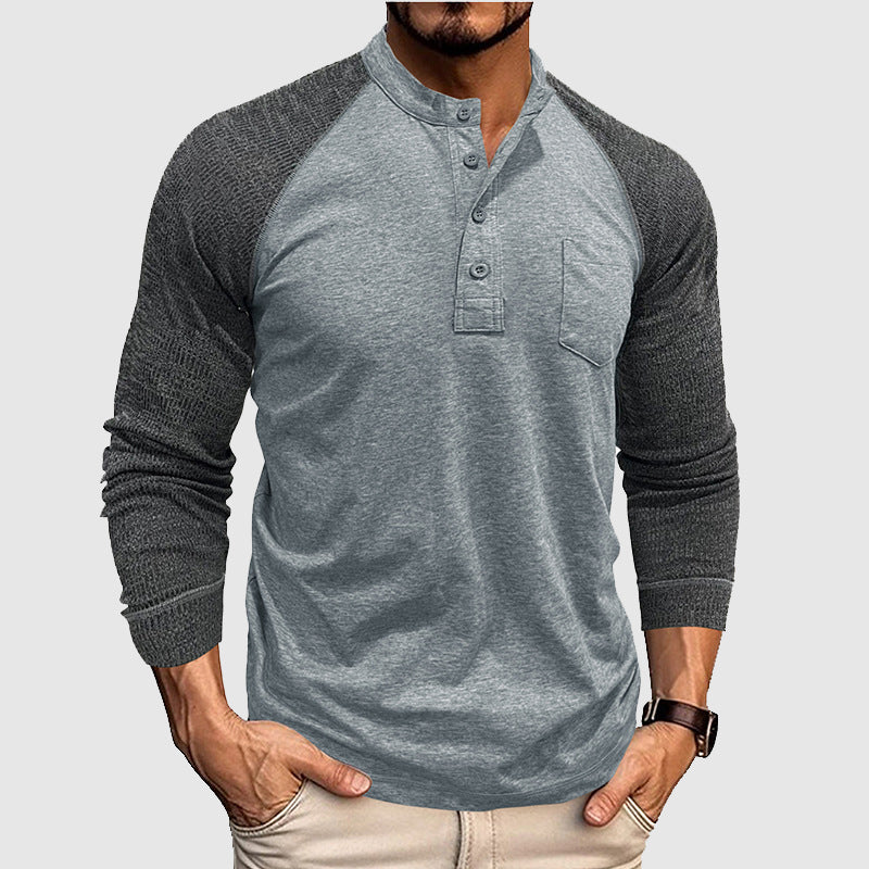 Herre Henley Skjorte i Dual Tone Stil 3