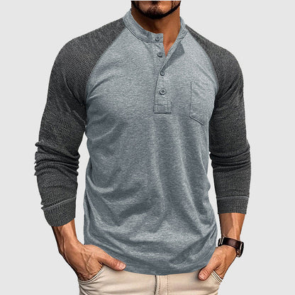 Herre Henley Skjorte i Dual Tone Stil 3