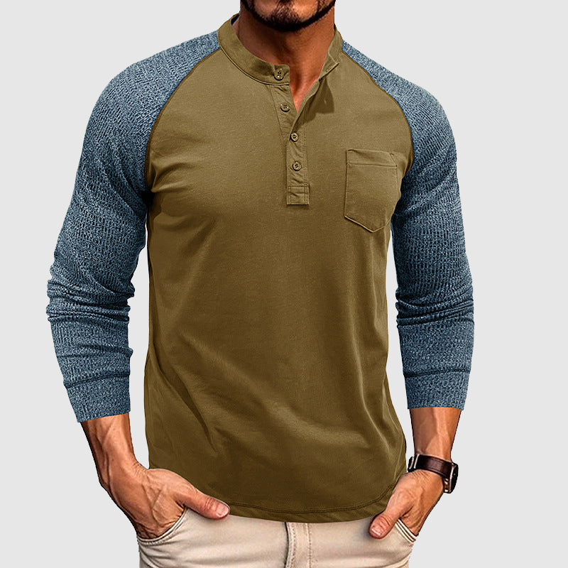 Herre Henley Skjorte i Dual Tone Stil 4