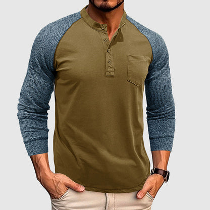 Herre Henley Skjorte i Dual Tone Stil 4