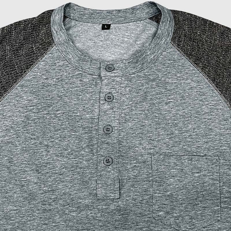 Herre Henley Skjorte i Dual Tone Stil 5