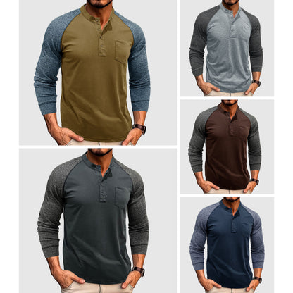 Herre Henley Skjorte i Dual Tone Stil 6