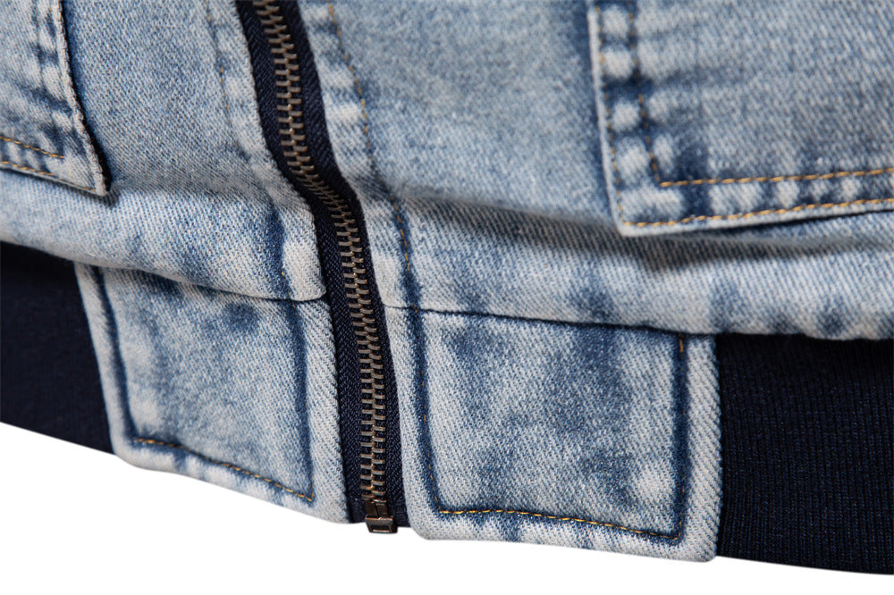 Herre Jakke Denim Aviator Med Fleece Foring Moderne Design 6