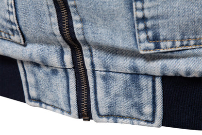 Herre Jakke Denim Aviator Med Fleece Foring Moderne Design 6