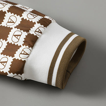 Herre Jakke Retro Checkerboard Design Varsity Style 4