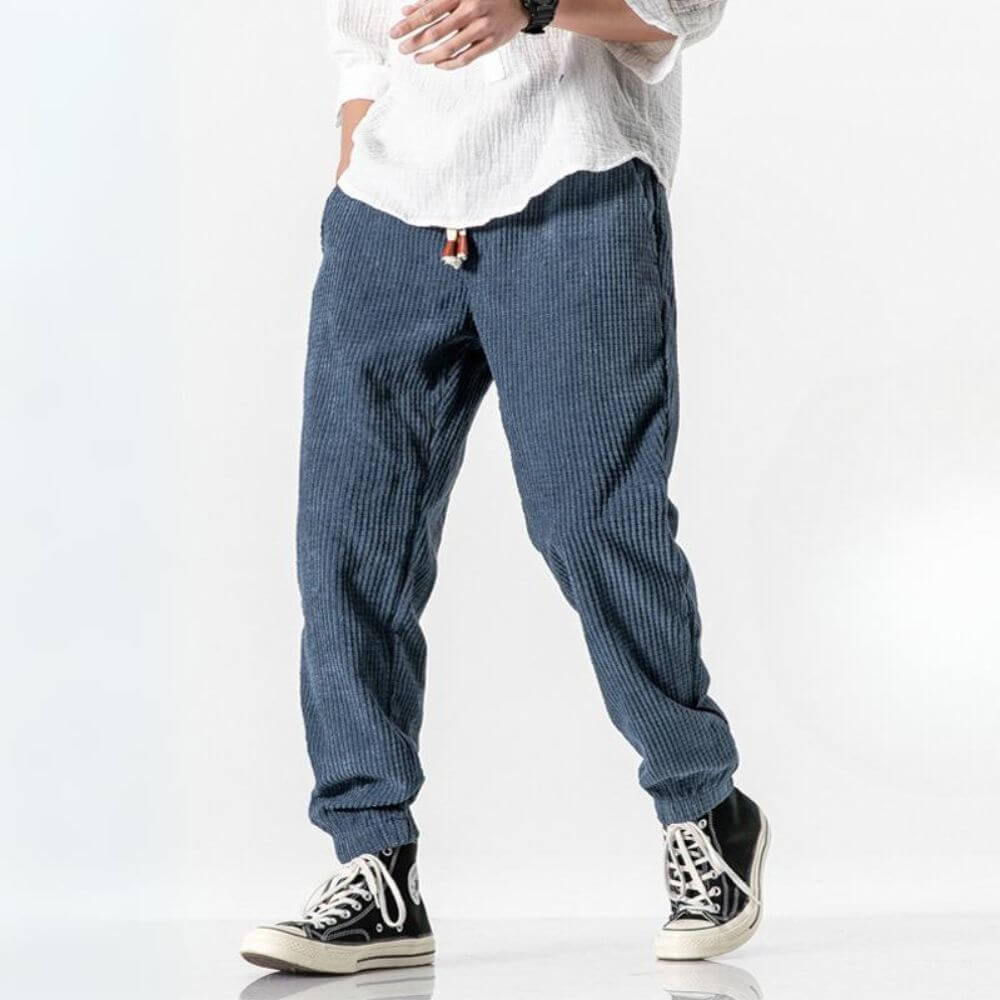 Herre Joggingbukser Corduroy Justerbart Snoretræk Regular Fit 2