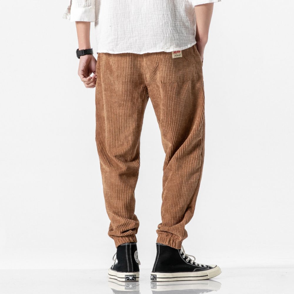 Herre Joggingbukser Corduroy Justerbart Snoretræk Regular Fit 8