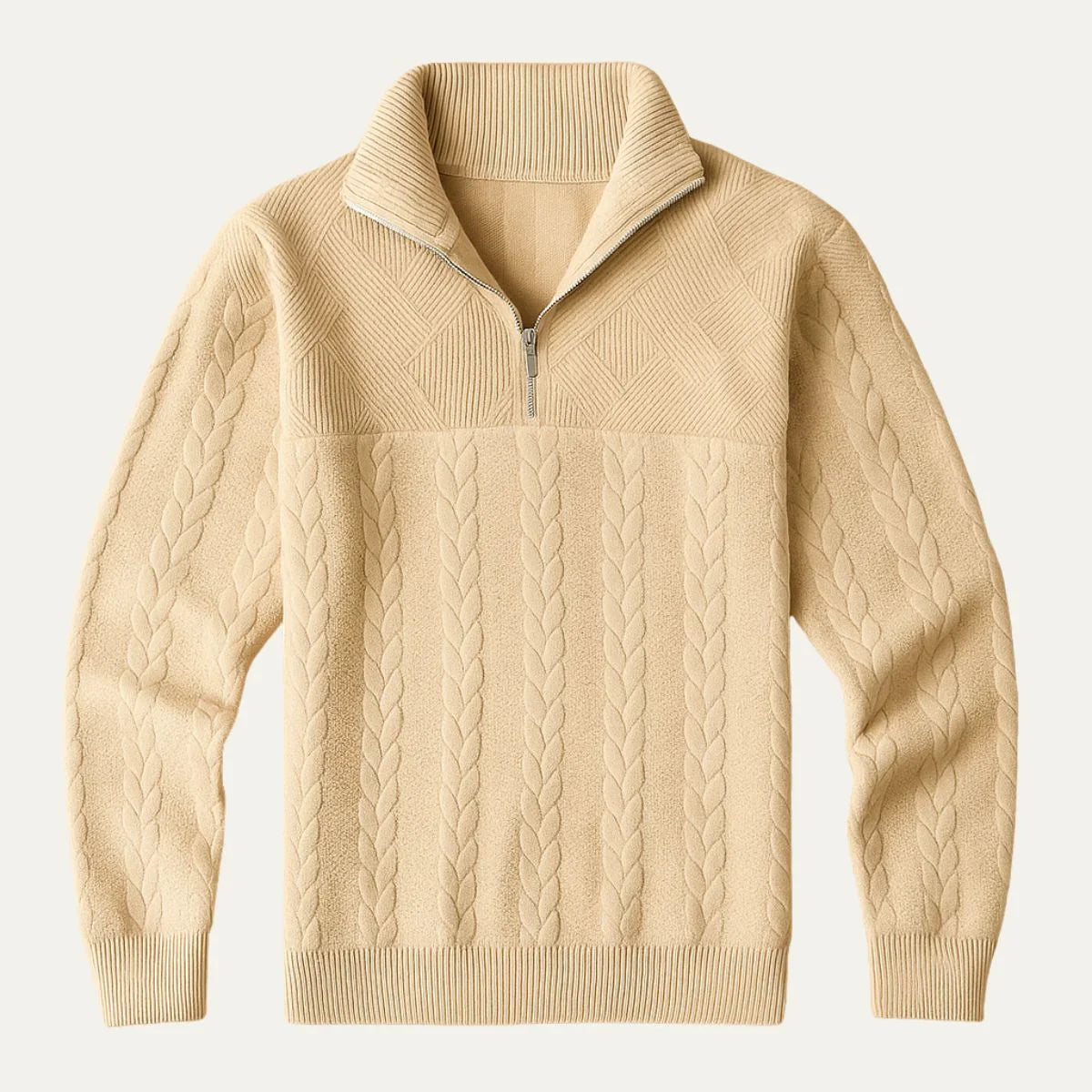 Herre Kabelstrik Halv Lynlås Jumper 1