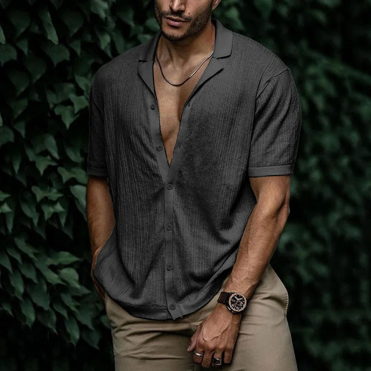 Herre Kortærmet Skjorte Klassisk Casual Stil 8