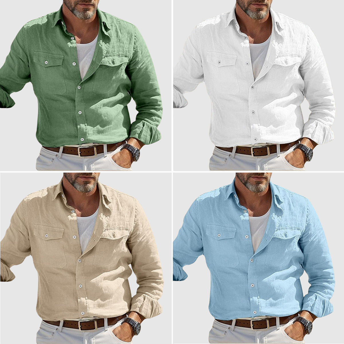 Herre Kystlinnedskjorte Urban Stil 4