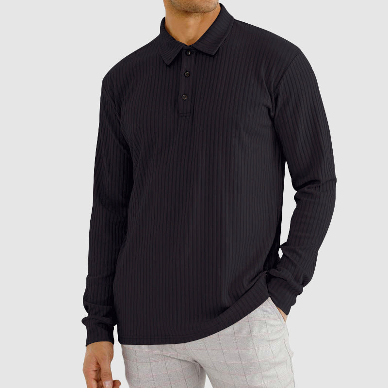 Herre Langærmet Poloshirt Ribstruktur 2