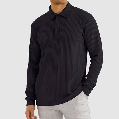 Herre Langærmet Poloshirt Ribstruktur 2
