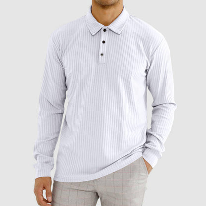 Herre Langærmet Poloshirt Ribstruktur 3