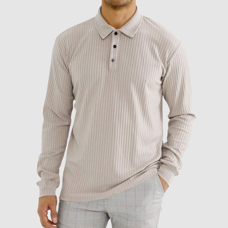 Herre Langærmet Poloshirt Ribstruktur 4