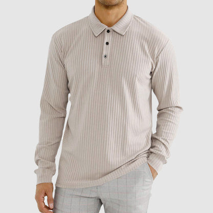 Herre Langærmet Poloshirt Ribstruktur 4