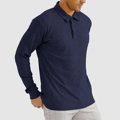 Herre Langærmet Poloshirt Ribstruktur 5