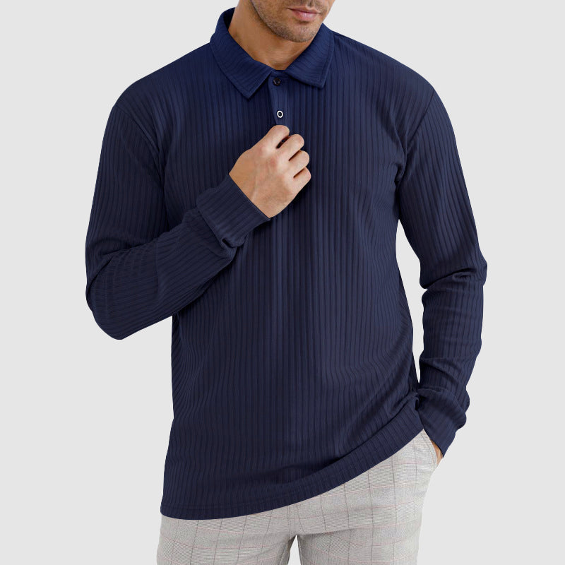 Herre Langærmet Poloshirt Ribstruktur 6