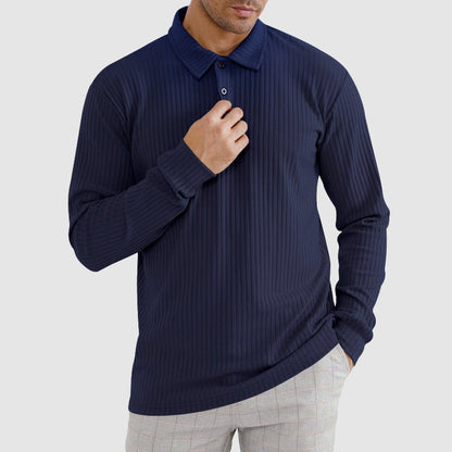 Herre Langærmet Poloshirt Ribstruktur 6
