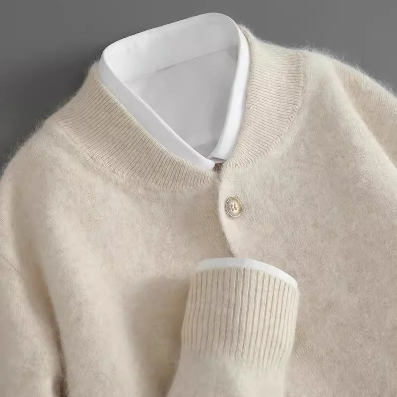 Herre Mock-neck Cardigan med Knap Front 0