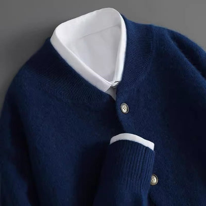 Herre Mock-neck Cardigan med Knap Front 1