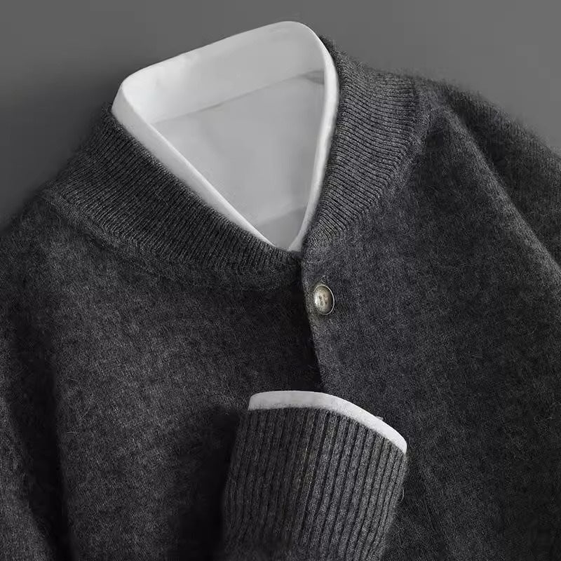 Herre Mock-neck Cardigan med Knap Front 3